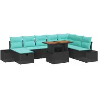 vidaXL Tuinset met 9 zitplaatsen, zwart, van polyrotan