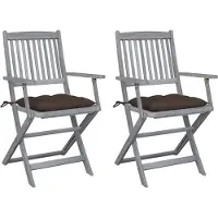 vidaXL Klapstoelen, 2 stuks, met kussens, gemaakt van massief acaciahout