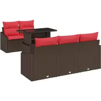 vidaXL Tuinbank Set 6 st 5-Aantal zitplaatsen Bruin en Rood
