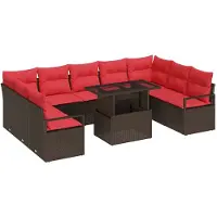 vidaXL Tuinbank Set 10 st Bruin Poly rattan