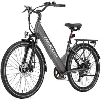SmartAI Elektrische fiets - Actieradius 100km - Verwijderbare batterij 48V10.4Ah - Motor 250W - 7 versnellingen - 26 Inch City Commuter EBike - Zwart