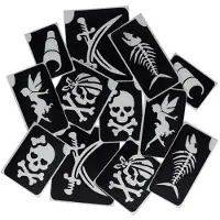 Superstar Glitter tattoo's sjablonen | 12 stuks | superstar | piraten (zwart en wit)