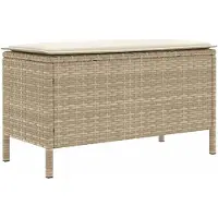 vidaXL Tuin Voetenbank Beige en Crème 80 x 38 x 42 cm PE Riet