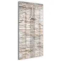 Tulup Wandklok - Bakstenen muur Wandklok Glas Decoratie - 30x60 cm - Beige Gekleurde Glazen Klok - Witte handen - Rechthoekige Klok - Klok Glas Met Opdruk - Moderne Wandklok Glas