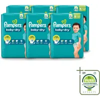 Pampers 6 x – Luiers – Baby Dry Maat 6 – 22 Luiers - Grootverpakking - Vaatwasstrips - Baby Luier - Droge Luier - Luier Voor Baby - Luier Maat 6 - Lekbescherming