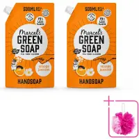Marcel's Green Soap 2 x Marcel’s Green Soap – Handzeep Navulling – Sinaasappel & Jasmijn – 500 ml - Bulkverpakking - Handzeep - Douchemop - Sinaasappel