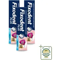 Fixodent 3 x Plus – Kleefcrème – Food Barrier – Frisse Smaak – 40 g - Wasstrips - Kleefpasta - Kunstgebit - Food Barrier - Voedselresten - Frisse Muntsmaak