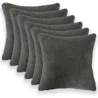 vidaXL Kussensloop 6 st HEERLEN Donkergrijs 30 x 30 cm Bouclé