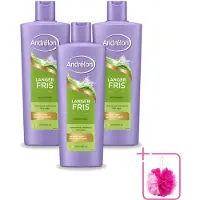 Unilever 3 x Andrélon Shampoo voor Lang Haar - 400 ml - Voordeelverpakking - 3 stuks