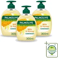 Palmolive 3 x Pamlolive Naturals - Handzeep - Melk & Honing - 300 ml - Grootverpakking - Vaatwasstrips - Handzeep Melk Honing - Handverzorging - Zeepvrije Handzeep - Natuurlijke Handzeep - Handen Hydrateren
