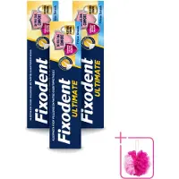 Fixodent 3 x – Kleefpasta – Ultimate Fresh – 40 g - Bulkverpakking - Kleefpasta kunstgebit - Douchemop - Kunstgebit fixatie