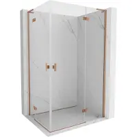 Mexen Mist-H L Duo douchecabine draaiend rechts 70 x 100 , transparant, geborsteld koper - 8A5L-070L-100P-65-00