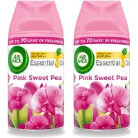 Air Wick 2 x - Luchtverfrisser Navulling - Essentiële Oliën - Pink Sweet Pea - Automatische Spray - 250 ml - Voordeelverpakking - 2 stuks