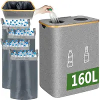 OEM Flessenopslagcontainer, 160 liter capaciteit, met uitneembare binnenzakken, grijs, XL-model