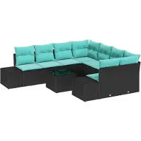 vidaXL Bankset, 9-delig, zwart [Synthetisch]: Polyrotan
