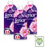 Lenor 3 x - Wasverzachter - Bloemenboeket - Fris & Zacht - 55 Wasbeurten - Grootverpakking - Vaatwasstrips - Wasverzachter Bloemen - Frisse Geur - Ontspanning - Bloemige Geur - Saffraan