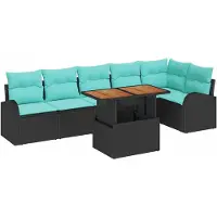 vidaXL Tuinset, 7-delig, zwart, polyrotan