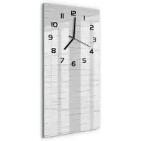 Tulup Wandklok - Bakstenen muur Moderne Wandklok Glas - 30x60 cm - Wit Wandklok Glas Decoratie - Zwarte handen - Rechthoekige Klok - Glazen Wandklok Design - Klok Glas Met Opdruk