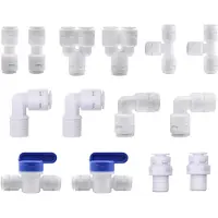 Dripio 14-delige set aansluitingen voor waterfilters, 3/8 inch, type Y/T/I/L + afsluitventiel, wit