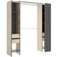 Dmora Olaf - Grote Kledingkast, 180x205h cm Bruin Eiken, Kledingstang