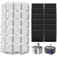Dripio Vervangingsfilters voor kattenfonteinen, 12 koolstoffilters + 12 filtersponsjes