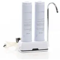 Dripio Tafelmodel waterfilter met twee filters, bestaande uit een PP-filter en een actieve koolstoffilter