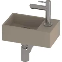 Proline Run Fonteinset Porselein Kraangat Rechts 30x18x10 cm 1805541 Mat Crème Cotton Chroom