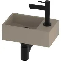 Proline Run Fonteinset Porselein Kraangat Rechts 30x18x10 cm 1805542 Mat Crème Cotton Mat Zwart