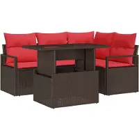 vidaXL Tuinbank Set 5 st Bruin Poly rattan