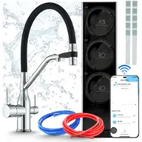 ARI Onderbank waterfiltersysteem Magneto 800 GPD, omgekeerde osmose, met Wi-Fi, dubbele kraan, chroom, messing, keramische cartridge, perlator, 360 graden draaibaar