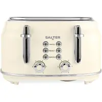Salter Retro Crème 4-slice Toaster - 6 Bruiningsniveaus, Brede Sleuven