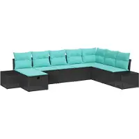 vidaXL Tuinset met 8 zitplaatsen, zwart, van polyrotan