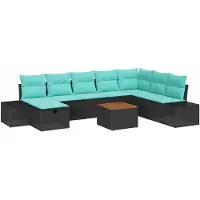 vidaXL Tuinset, 9-delig, zwart, polyrotan