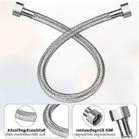 Markenlos Set van 2 flexibele slangen met een diameter van 3/8" x 3/8", met roestvrijstalen aansluitingen, ideaal voor gebruik in keuken en badkamer, geschikt voor sanitair- en waterleidingen