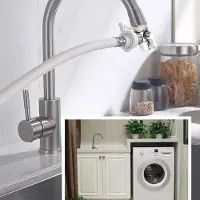 Markenlos Kranenschakelaar voor waterstroom, G1/2 slangadapter met M24 schroefdraad, geschikt voor wasmachine en doucheslang