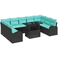vidaXL Tuinset met 10 stukken, zwart, van polyrotan
