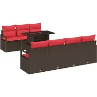 vidaXL Tuinbank Set 8 st Bruin Poly rattan
