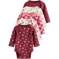 Next Rompertje/body ecru / rosa / grenadine / kersrood