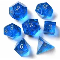 HOT Games Premium Dobbelstenen Set - Glas Shattered Blauw in Tin