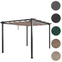 Mendler Aluminium pergola HWC-N93, tuinpaviljoen, stabiele constructie van 8 cm, schuifdak, UV-bescherming 50+, afmetingen 3x4 meter, kleur: taupe