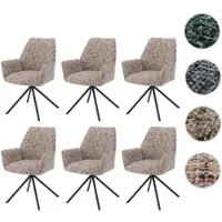 Mendler Set van 6 eetkamerstoelen, model HWC-G67, draaibaar, met automatische positie, bekleed met chenille (410g/m²), frame in zwart, bekleding in diverse kleuren