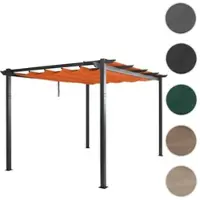Mendler Aluminium pergola HWC-N93, tuinpaviljoen, stabiele constructie van 8 cm, schuifdak, UV-bescherming 50+, afmetingen 3x4 meter, kleur: terracotta