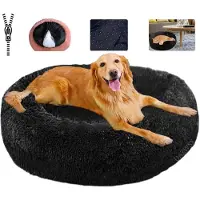 Sonstiges Pluizig huisdierenbed, wasbaar, rond, maat M (60 cm), zwart