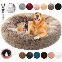 Sonstiges Hondenbed, rond, zacht, donutvorm, kalmerend, wasbaar, khaki, maat M (60 cm)