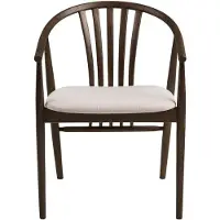 Ebuy24 Asti eetkamerstoel met armleuningen, gerookt eiken, zandkleurige stof.