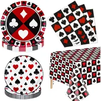 OEM Casino-feestdecoratieset - 61-delig, inclusief borden, servetten en tafelkleed - voor 20 gasten