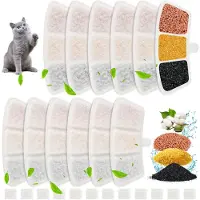 Oneisall Vervangingsfilters voor kattenfonteinen, 12 stuks, met voorfilter spons, geschikt voor 3,5 liter roestvrijstalen fontein model PW04