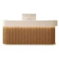360Home Receptiebalie, bar, afgeronde hoeken, verticale streepmotief, salon, hotel, winkelbalie. Braun, 300x60x100 cm. 【Baise+yuanmuse300】