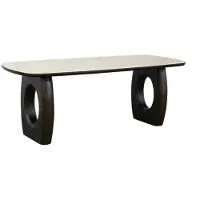 Bommel Wonen Eettafel Finesse - deens ovaal 160x90 cm - keramiek Travertine - poot hout donkerbruin - organisch