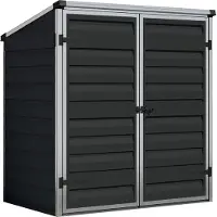 Palram -Canopia metalen opbergbox, afvalcontainerbox "Voyager" met dubbele deur, 90 x 139 x 146 cm, zwart